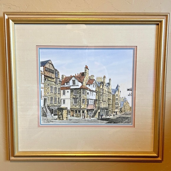 R. Lyall John Knox House Edinburgh Scotland Signed 1991 Framed Art Print 16x15
